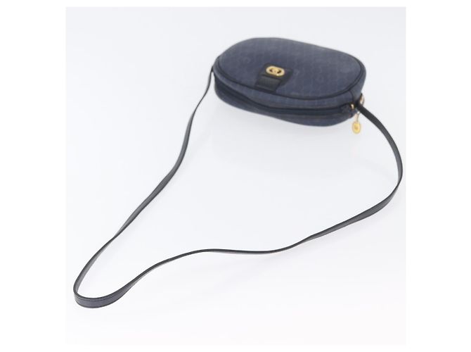 Christian Dior Borsa a Spalla in Tela Honeycomb PVC Blu Navy Oro Auth BA11145 D'oro - vista 8