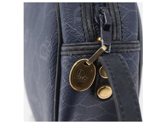 Christian Dior Borsa a Spalla in Tela Honeycomb PVC Blu Navy Oro Auth BA11145 D'oro - vista 9
