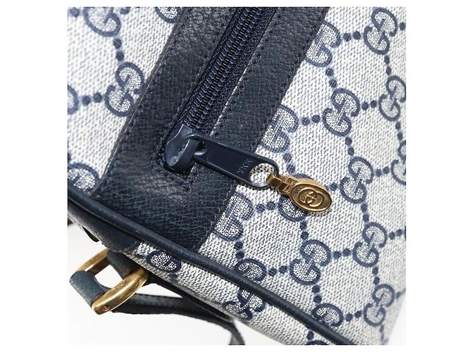 Borsa a Spalla Gucci GG Supreme Sherry Line PVC Blu Navy Oro 68 02 005 Auth ARZ344 D'oro - vista 23