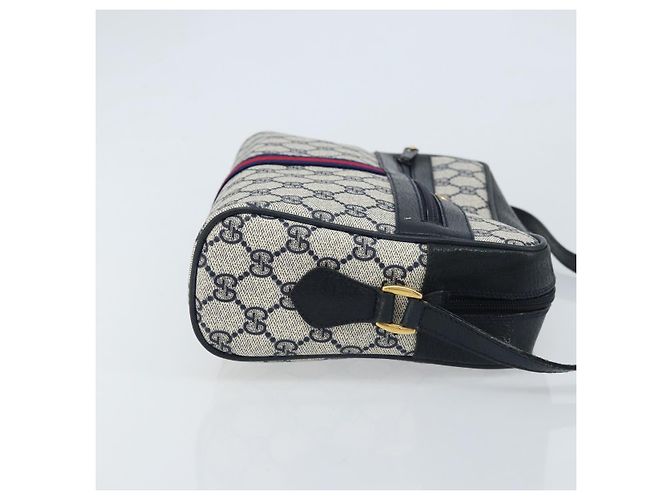 Borsa a Spalla Gucci GG Supreme Sherry Line PVC Blu Navy Oro 68 02 005 Auth ARZ344 D'oro - vista 3