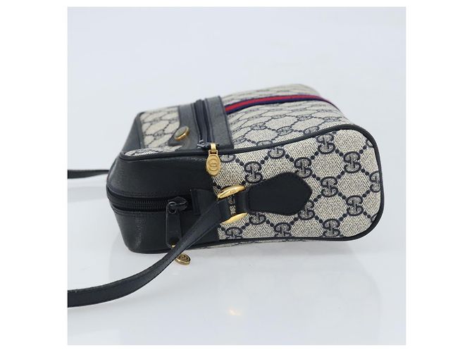 Borsa a Spalla Gucci GG Supreme Sherry Line PVC Blu Navy Oro 68 02 005 Auth ARZ344 D'oro - vista 4
