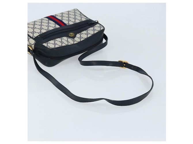 Borsa a Spalla Gucci GG Supreme Sherry Line PVC Blu Navy Oro 68 02 005 Auth ARZ344 D'oro - vista 7
