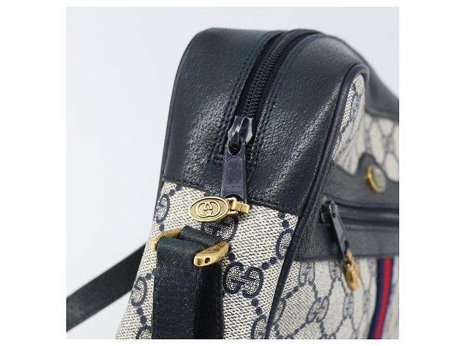 Borsa a Spalla Gucci GG Supreme Sherry Line PVC Blu Navy Oro 68 02 005 Auth ARZ344 D'oro - vista 9