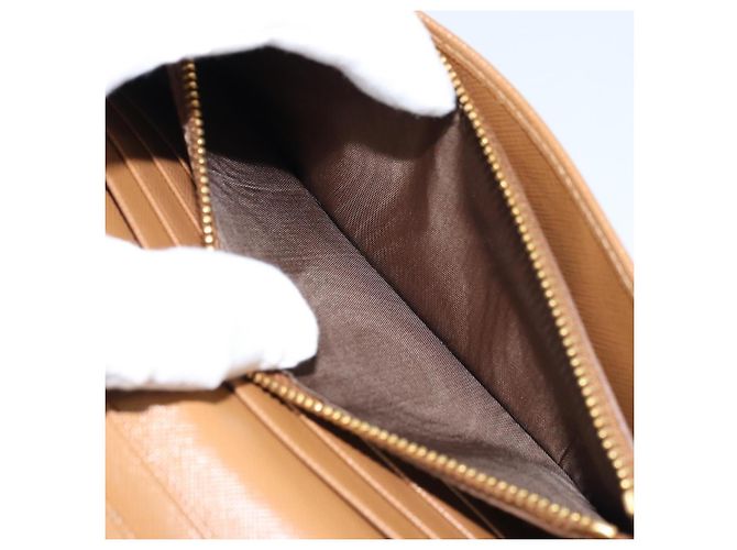 Saffiano PRADA Portafoglio Lungo in pelle Safiano Marrone Oro Auth LNZ082M D'oro - vista 10