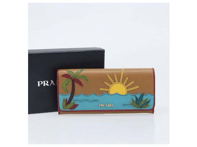 Saffiano PRADA Portafoglio Lungo in pelle Safiano Marrone Oro Auth LNZ082M D'oro - vista 12