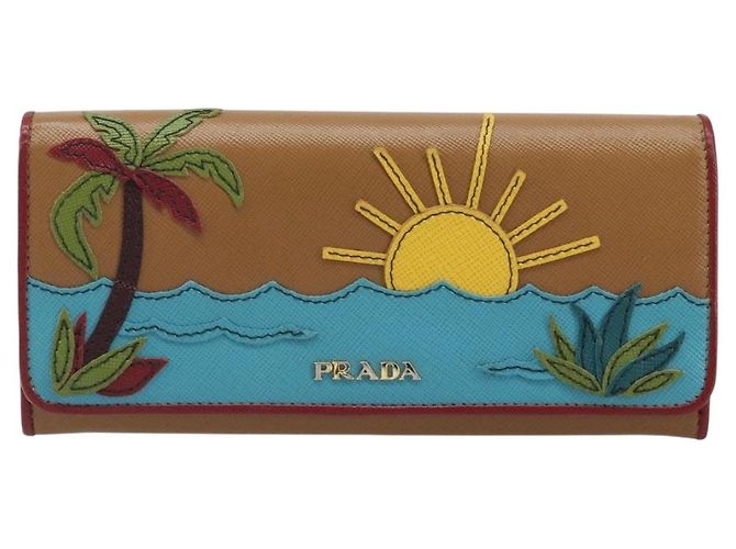 Saffiano PRADA Portafoglio Lungo in pelle Safiano Marrone Oro Auth LNZ082M D'oro - vista 13