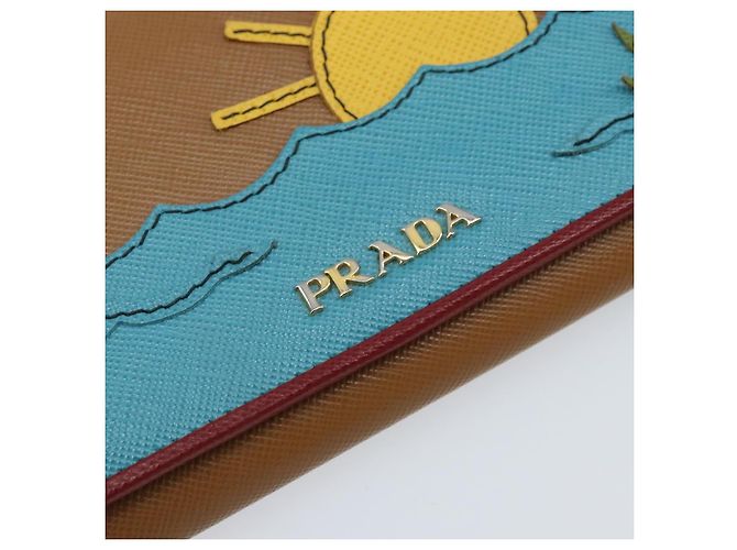 Saffiano PRADA Portafoglio Lungo in pelle Safiano Marrone Oro Auth LNZ082M D'oro - vista 17