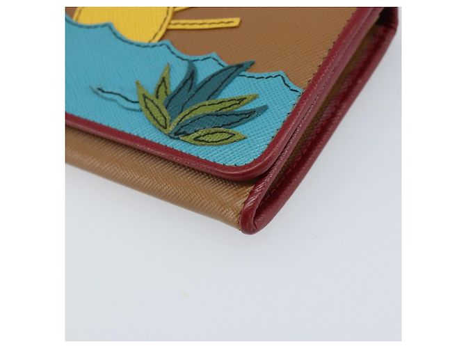 Saffiano PRADA Portafoglio Lungo in pelle Safiano Marrone Oro Auth LNZ082M D'oro - vista 7