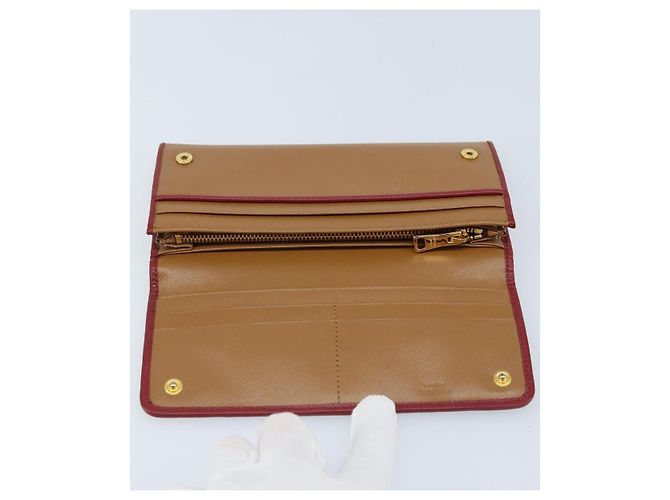 Saffiano PRADA Portafoglio Lungo in pelle Safiano Marrone Oro Auth LNZ082M D'oro - vista 8