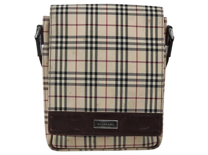 Burberry Borsa a Spalla Nova Check in Tela Beige Argento Auth fm5222 - vista 13
