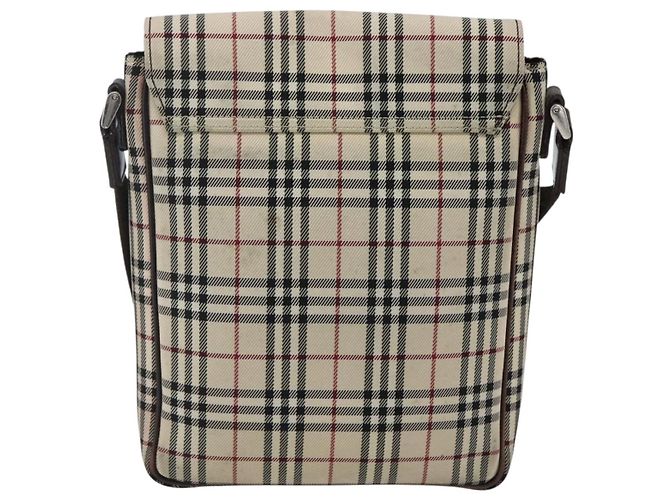 Burberry Borsa a Spalla Nova Check in Tela Beige Argento Auth fm5222 - vista 2