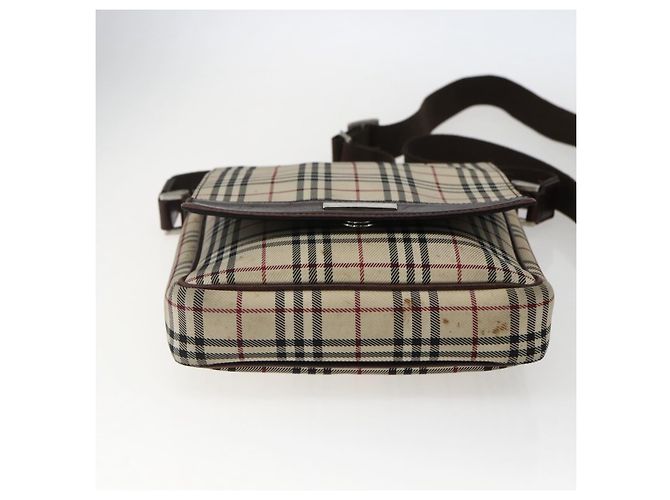 Burberry Borsa a Spalla Nova Check in Tela Beige Argento Auth fm5222 - vista 5
