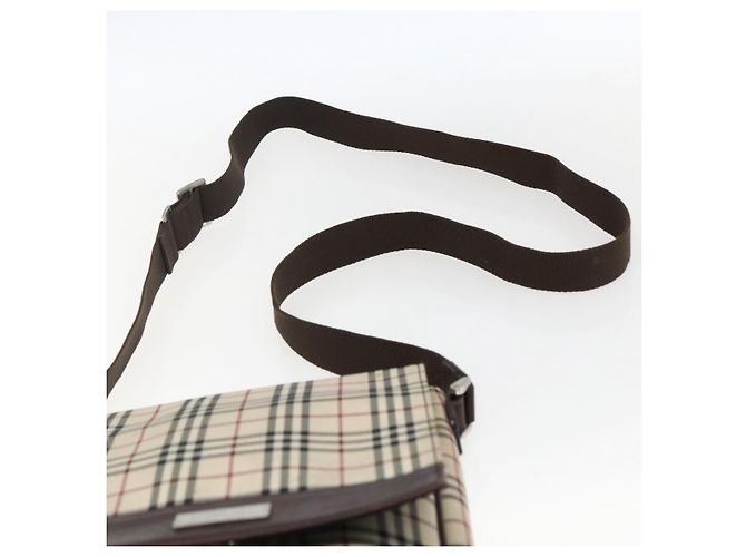 Burberry Borsa a Spalla Nova Check in Tela Beige Argento Auth fm5222 - vista 8