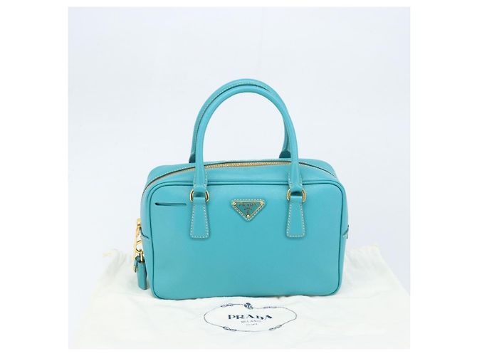 Saffiano PRADA Borsa a Mano in Pelle Safiano Oro Verde Smeraldo Auth 171445V D'oro - vista 12