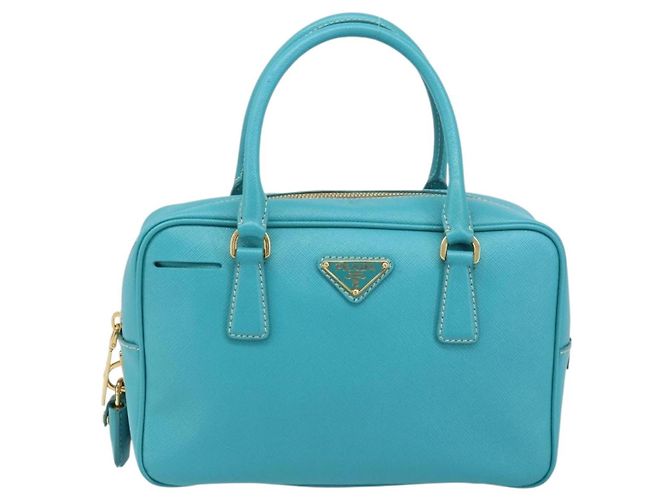 Saffiano PRADA Borsa a Mano in Pelle Safiano Oro Verde Smeraldo Auth 171445V D'oro - vista 13