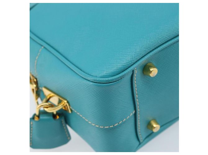 Saffiano PRADA Borsa a Mano in Pelle Safiano Oro Verde Smeraldo Auth 171445V D'oro - vista 15