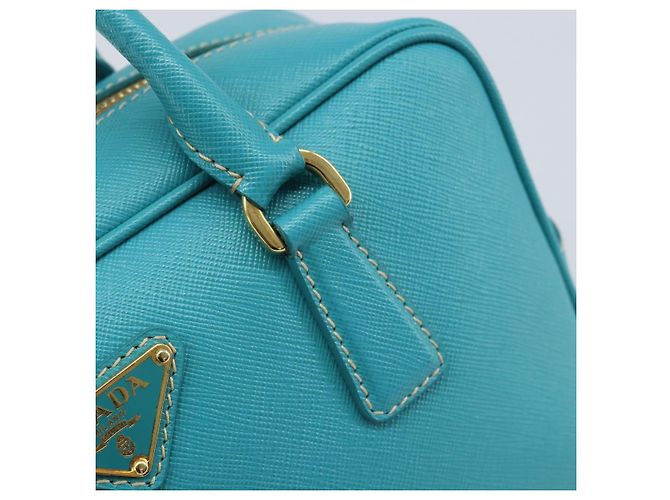 Saffiano PRADA Borsa a Mano in Pelle Safiano Oro Verde Smeraldo Auth 171445V D'oro - vista 18