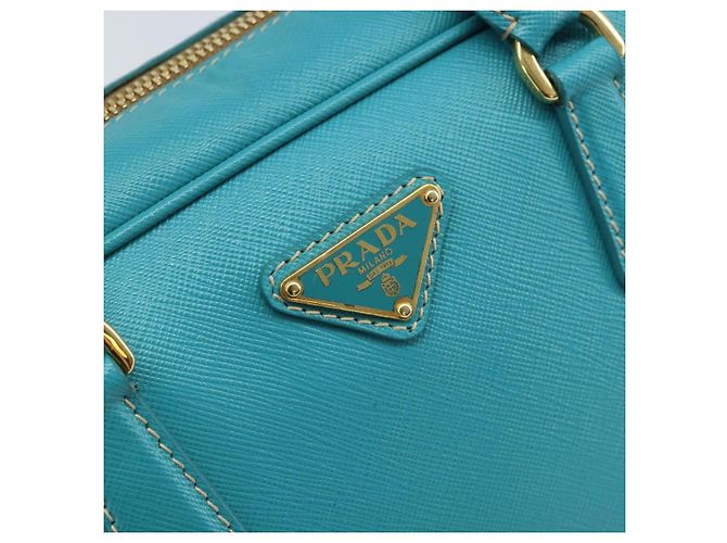 Saffiano PRADA Borsa a Mano in Pelle Safiano Oro Verde Smeraldo Auth 171445V D'oro - vista 19