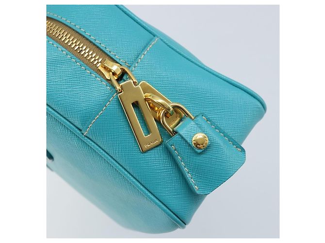 Saffiano PRADA Borsa a Mano in Pelle Safiano Oro Verde Smeraldo Auth 171445V D'oro - vista 20
