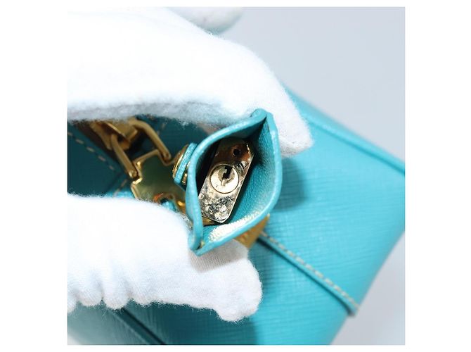 Saffiano PRADA Borsa a Mano in Pelle Safiano Oro Verde Smeraldo Auth 171445V D'oro - vista 21