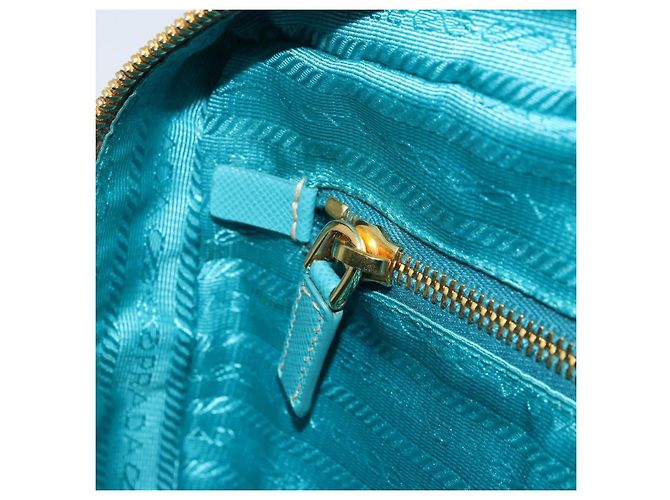 Saffiano PRADA Borsa a Mano in Pelle Safiano Oro Verde Smeraldo Auth 171445V D'oro - vista 25