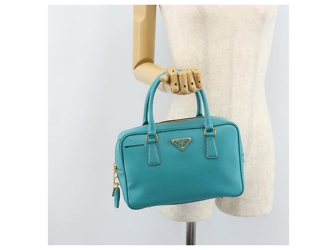 Saffiano PRADA Borsa a Mano in Pelle Safiano Oro Verde Smeraldo Auth 171445V D'oro - vista 29
