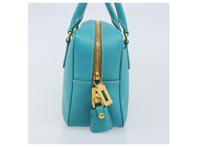 Saffiano PRADA Borsa a Mano in Pelle Safiano Oro Verde Smeraldo Auth 171445V D'oro - vista 4