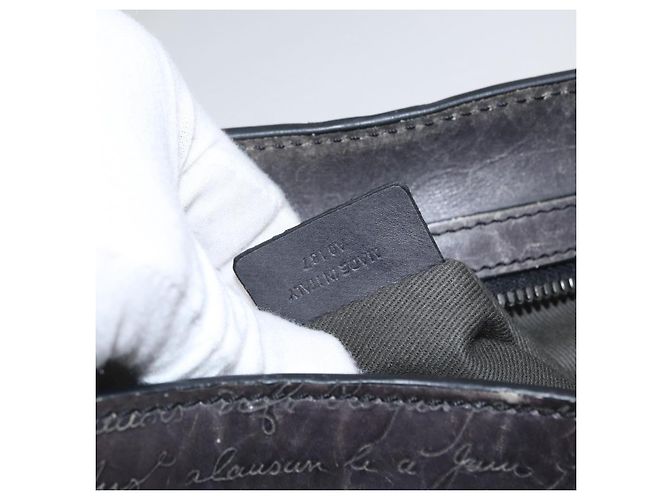 Berluti Calligraphy To Joule Tote Bag aus schwarzem Leder mit Silber authentisch 172921 - Ansicht 12