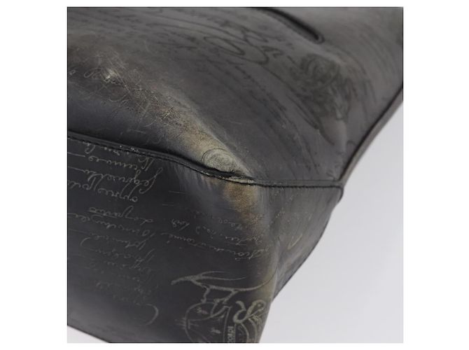 Berluti Calligraphy To Joule Tote Bag aus schwarzem Leder mit Silber authentisch 172921 - Ansicht 14