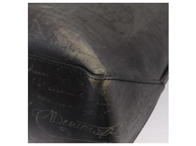 Berluti Calligraphy To Joule Tote Bag aus schwarzem Leder mit Silber authentisch 172921 - Ansicht 16