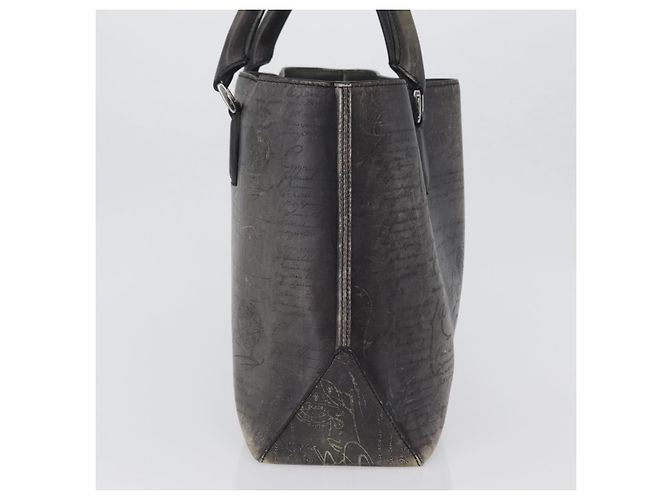 Berluti Calligraphy To Joule Tote Bag aus schwarzem Leder mit Silber authentisch 172921 - Ansicht 4