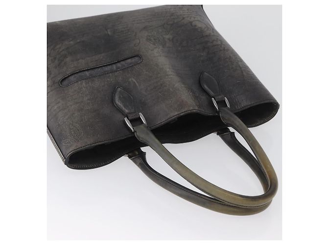 Berluti Calligraphy To Joule Tote Bag aus schwarzem Leder mit Silber authentisch 172921 - Ansicht 6