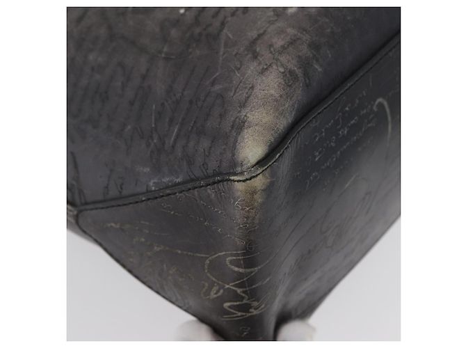 Berluti Calligraphy To Joule Tote Bag aus schwarzem Leder mit Silber authentisch 172921 - Ansicht 9