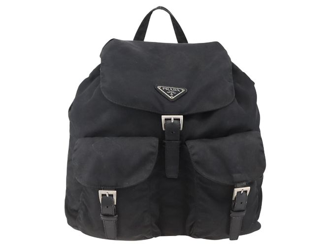 Zaino PRADA in nylon argento nero Auth bs33518 - vista 13