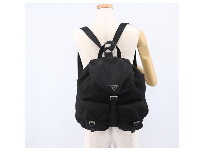 Zaino PRADA in nylon argento nero Auth bs33518 - vista 28