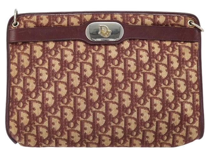 Borsa a Spalla in Tela Trotter Christian Dior Rossa Oro Auth LNZ038 - vista 13