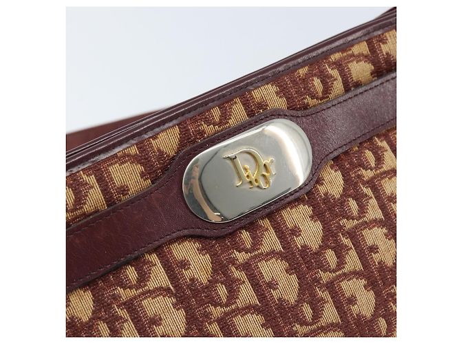 Borsa a Spalla in Tela Trotter Christian Dior Rossa Oro Auth LNZ038 - vista 17