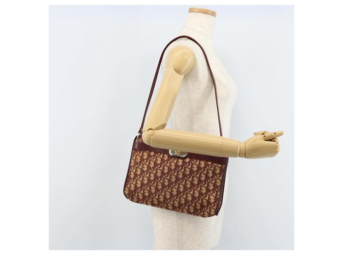 Borsa a Spalla in Tela Trotter Christian Dior Rossa Oro Auth LNZ038 - vista 20
