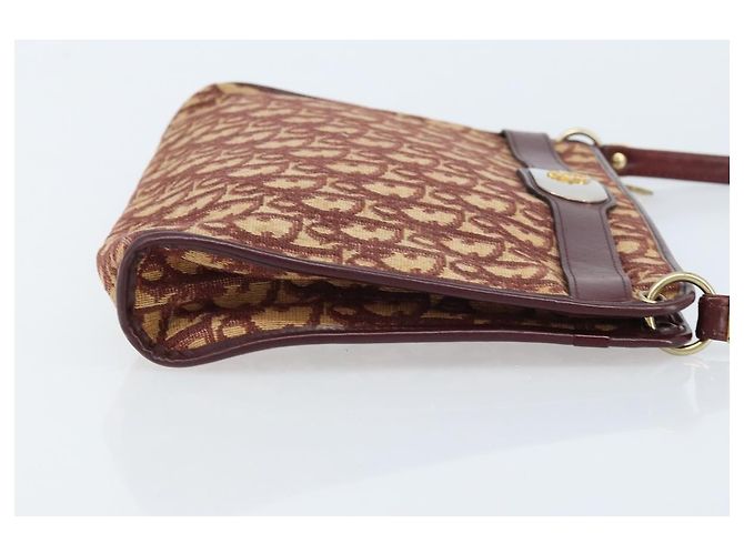 Borsa a Spalla in Tela Trotter Christian Dior Rossa Oro Auth LNZ038 - vista 3