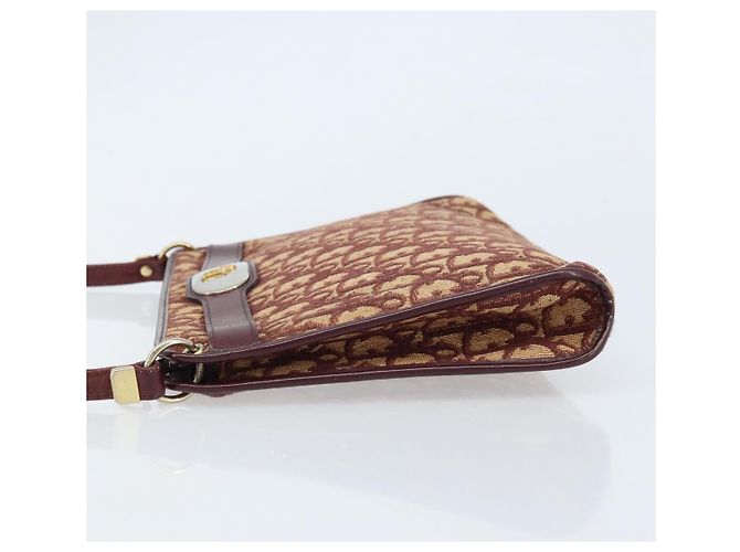 Borsa a Spalla in Tela Trotter Christian Dior Rossa Oro Auth LNZ038 - vista 4