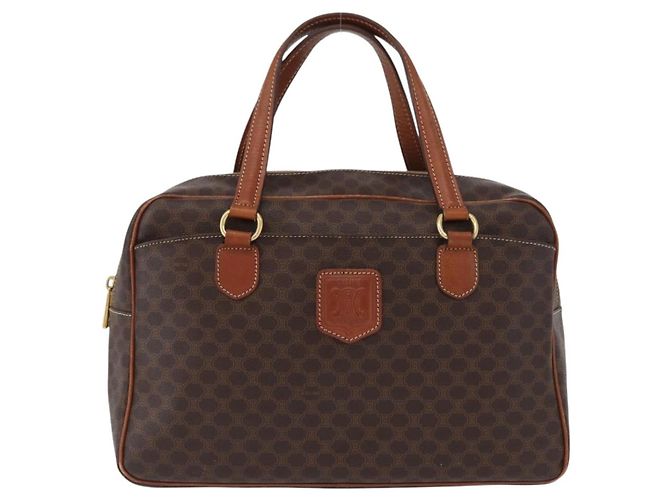 Céline Borsa a mano in tela Macadam CELINE in pelle PVC marrone oro Auth 172767 D'oro - vista 13
