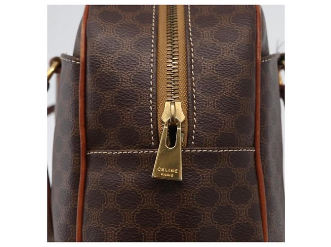 Céline Borsa a mano in tela Macadam CELINE in pelle PVC marrone oro Auth 172767 D'oro - vista 17
