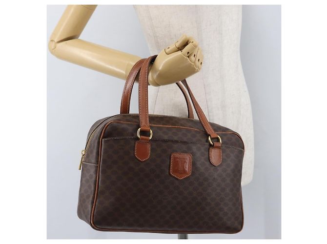 Céline Borsa a mano in tela Macadam CELINE in pelle PVC marrone oro Auth 172767 D'oro - vista 23
