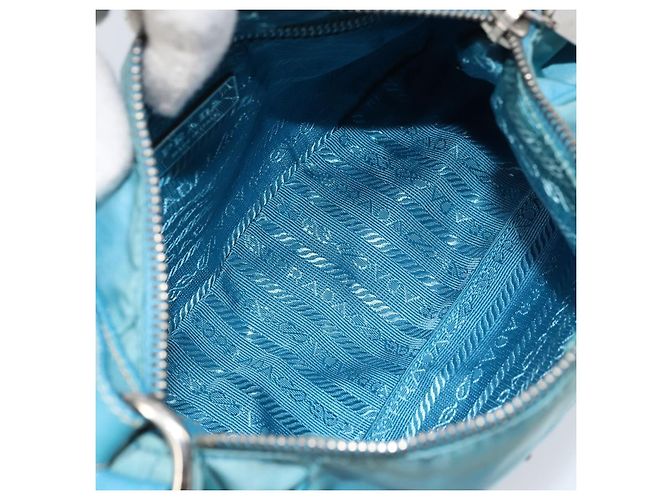 PRADA Schultertasche Nylon Hellblau Silber Auth LNZ298 - Ansicht 10