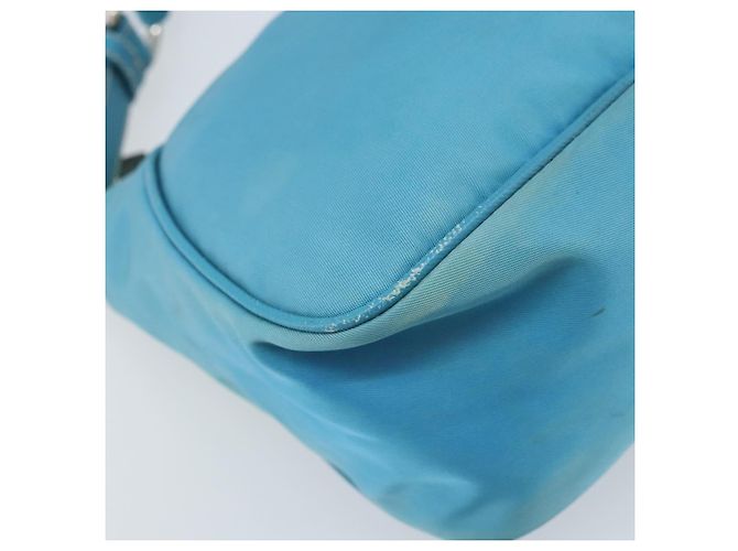 PRADA Schultertasche Nylon Hellblau Silber Auth LNZ298 - Ansicht 15