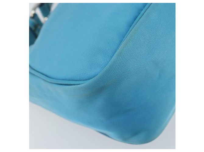 PRADA Schultertasche Nylon Hellblau Silber Auth LNZ298 - Ansicht 17
