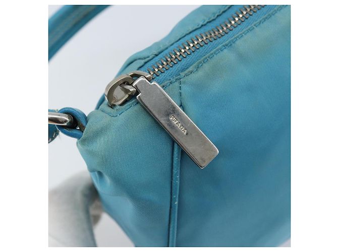 PRADA Schultertasche Nylon Hellblau Silber Auth LNZ298 - Ansicht 18