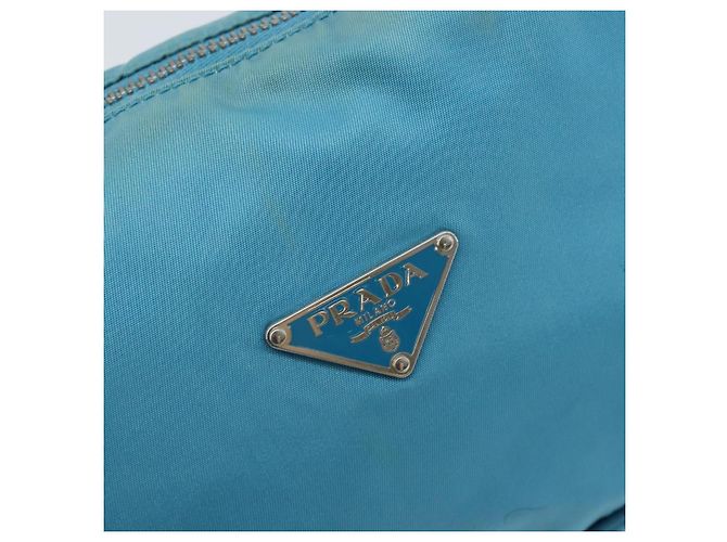 PRADA Schultertasche Nylon Hellblau Silber Auth LNZ298 - Ansicht 19