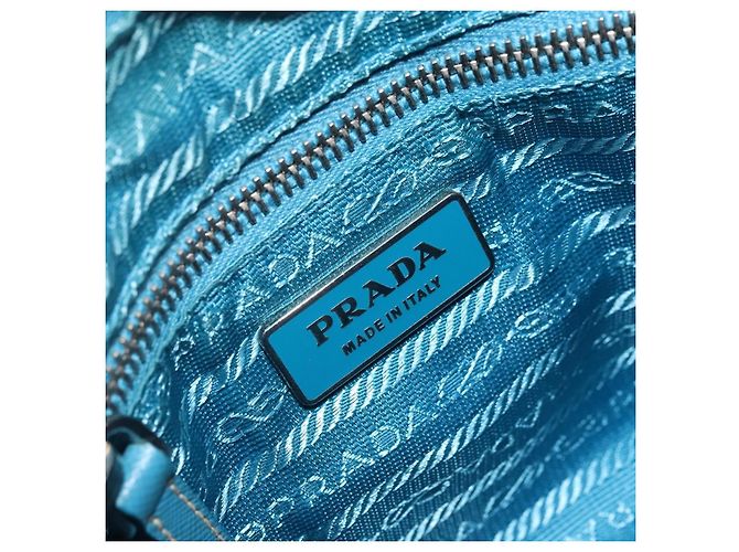 PRADA Schultertasche Nylon Hellblau Silber Auth LNZ298 - Ansicht 20