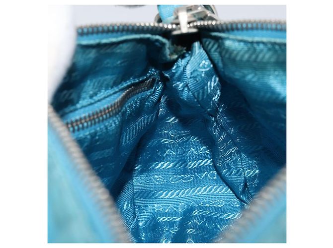 PRADA Schultertasche Nylon Hellblau Silber Auth LNZ298 - Ansicht 21